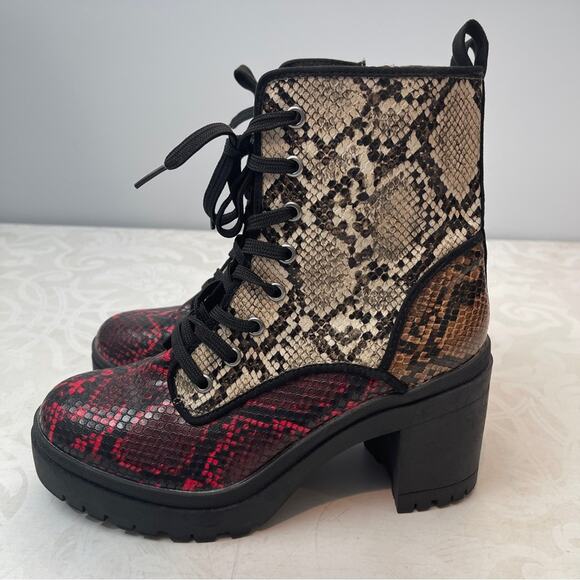 Bamboo snakeskin combat lace up boots 7.5 - Picture 6 of 14